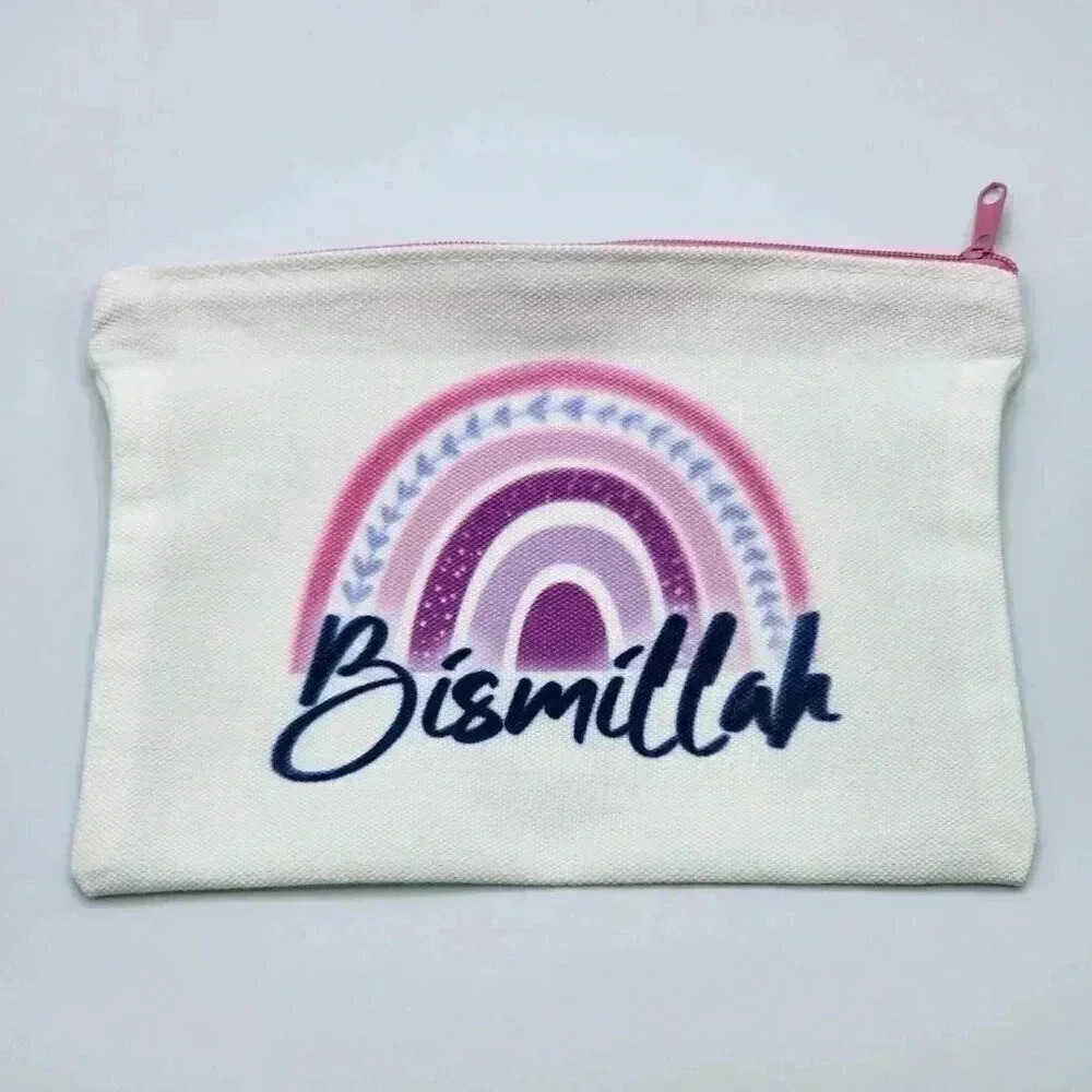Bismillah Canvas Zipper Pencil‎ Bag Makeup Bag Pouch Bag Handmade NWT